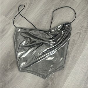Shiny Silver Metallic Cami Top